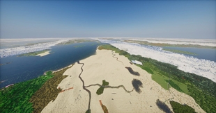 A sandy coast and a river mouth