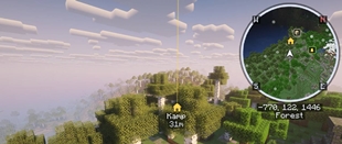 Waypoints in the world with a beam, name and distance