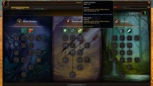 Talent guide - the next talent glows in the talent window