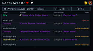 Raid loot and equipped-item comparisons