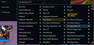 Font picker and favorites
