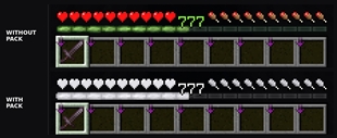 HUD comparison (without / with pack)