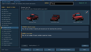 Car Options and /bl help GUI