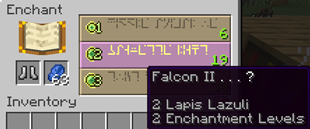 Falcon 2 in Enchanting Table