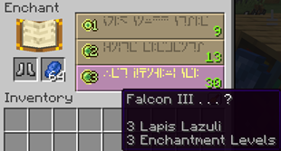 Falcon 3 in Enchanting Table