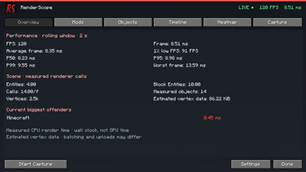 Live overview and measured renderer costs