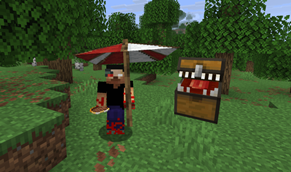 Mimic with Player holding Umbrella and Eternal Steak