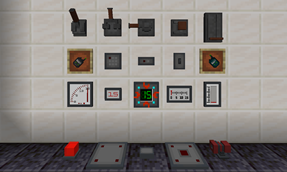 Various switches, gauges, and redstone devices