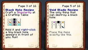 Recipe pages in the Black Hole Guide