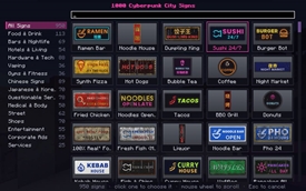 The menu screen divided into categories. The 'missing' ones appear at the bottom of the list when turned on in the config file.