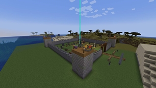 A base around the Defense Beacon, its beam up