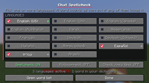 Settings: 14 dictionaries (/spellcheck)