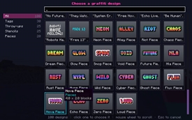 A grimy city of the future wouldn't be right without a bit of graffiti! Choose from 100 designs.