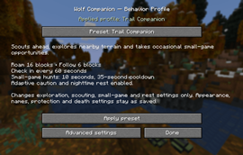Companion presets