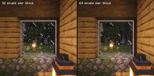 32 or 64 pixels per block