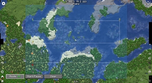 Snake route over a marked area