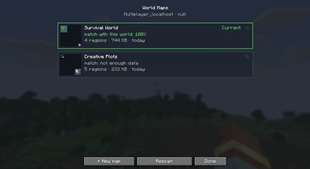 World Maps menu with map cards
