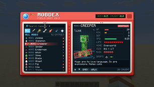 A Pokédex for mobs: search, filters, stats and a live 3D mob.