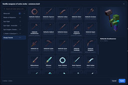 Extra Mobs Settings weapon Editor