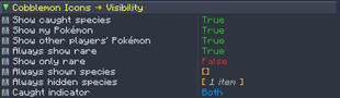 Visibility Settings