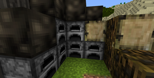 Charcoal blocks with petrified charred woods with furnaces