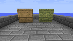 Mossy Planks and Oak Planks comparision