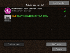 Showing the invite server list