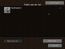 Showing the public server list
