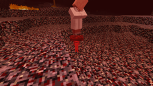 Netherwart Mushroom is trying to throw the villager into lava.
