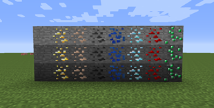 All vanilla ores and stones