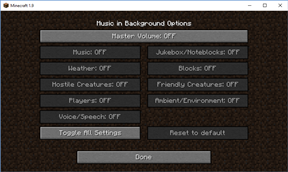 Music in Background Options