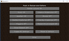 Music in Background Options example