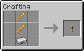 From up to bottom in a vertical line, two blaze rod and an iron ingot.