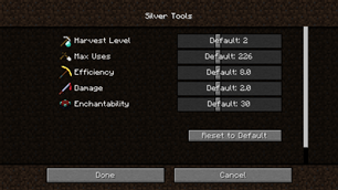 Silver Tool Settings