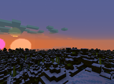 Sunset on a Snowy Forest
