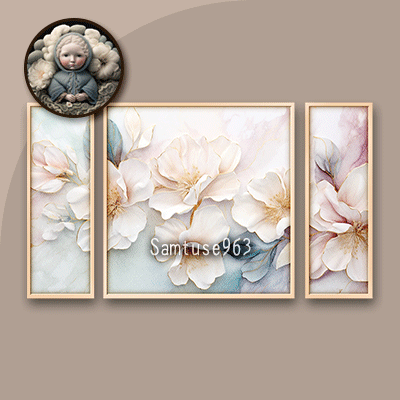HQ Watercolor Flower Triptych #2 Sellable Extra E Samtuse963 logo