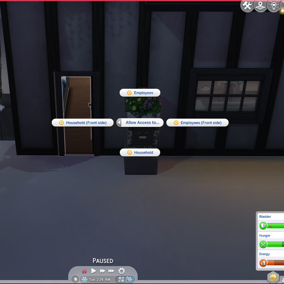 Door locking - "Allow access to..." for front side only