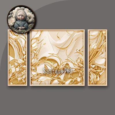 HQ Golden Abstract Triptych #2 Sellable Extra E Samtuse963 logo