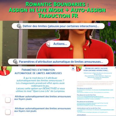 Mod Romantic Boundaries: assign in Live Mode + (Optional) Auto-Assign Settings - Sims 4- Trad FR logo