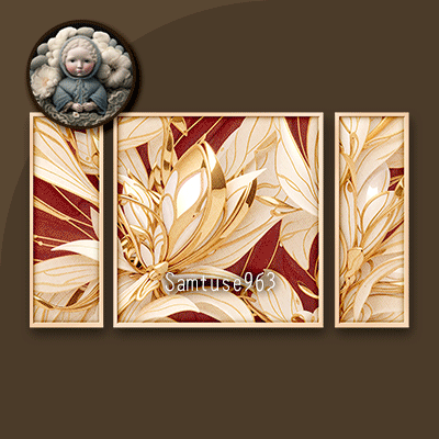 HQ Golden Abstract Triptych #3 Sellable Extra E Samtuse963 logo