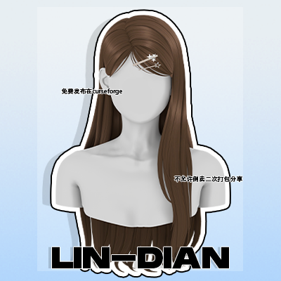 LIN-DIAN Girls side shawl long hair and star metal hairpin logo