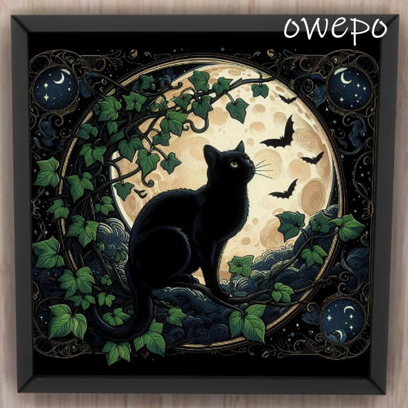 Mystical Moonlit Cat Portrait logo