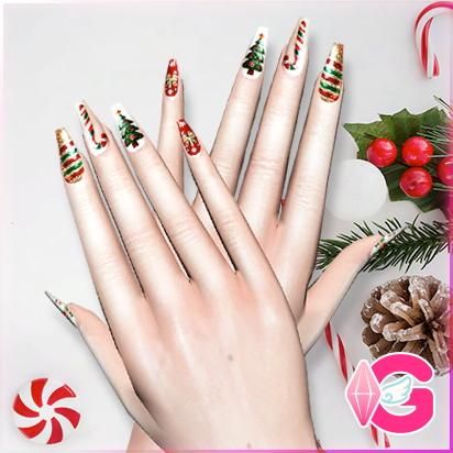 Christmas glitter coffin nails • N02 [HQ compatible] logo
