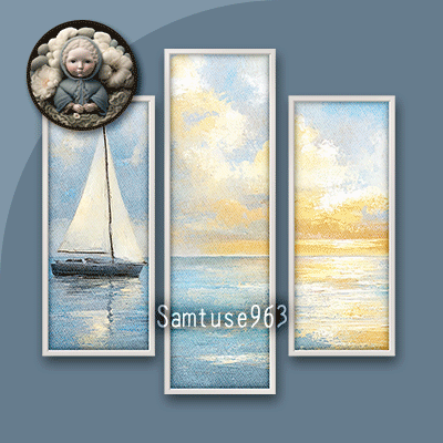 HQ Blue Landscape Triptych #1 Sellable Extra B Samtuse963 logo