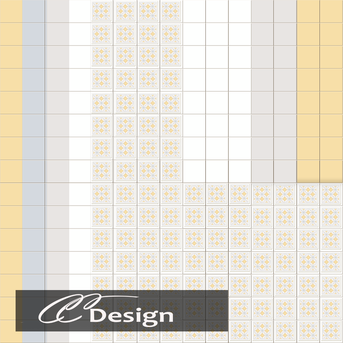 Pretty tile for the wall with a sunny yellow pattern logo