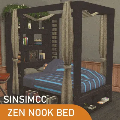 Zen Nook Bed (Draped Variant) | Enclosed Bed with Storage logo