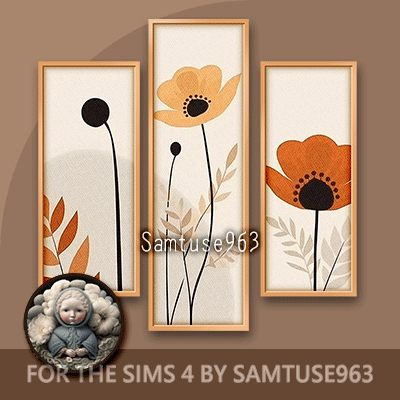 HQ Abstract Flower Triptych #3 Sellable Extra B Samtuse963 logo