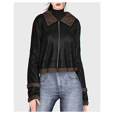 Zip Up Leather Fur Jacket logo