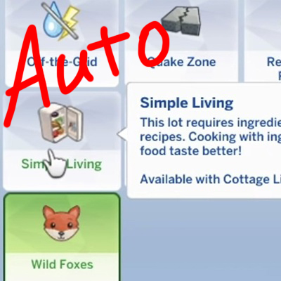 Auto Simple Living Lot Trait (Requires Cottage Living)