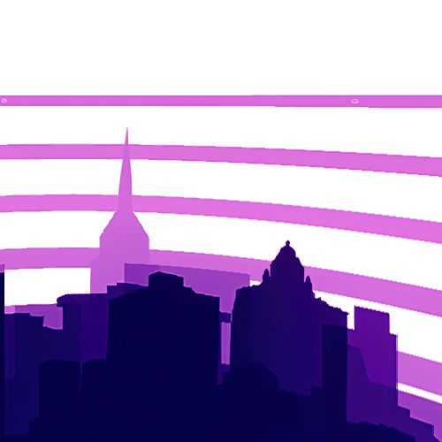 sky sunset city synthwave digital